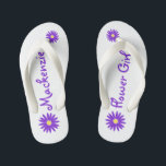 Chanclas Para Niños Niña violeta de margarita<br><div class="desc">Negrita y divertido margarita morada y diseño de texto para su chica floral. Personaliza con un nombre o cambia de texto para que se adapte a tus necesidades.</div>