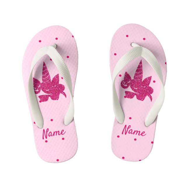 Chanclas Para Niños Niñas Purpurinas Rosa Unicorn (Plantilla)