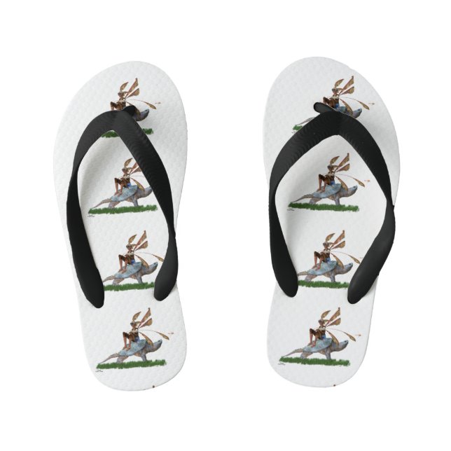 Chanclas Para Niños Niño Montando En Tortuga Flip Flops (Plantilla)