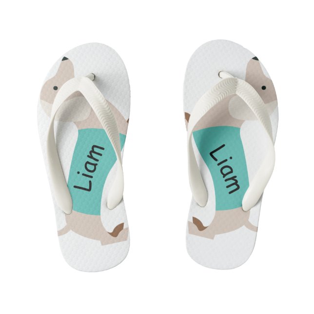 Chanclas Para Niños Niños Dachshund Flip Flops Personalizados Con Nomb (Plantilla)