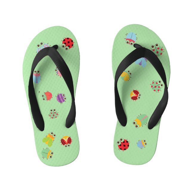 Chanclas Para Niños Niños Flip Flops - Bugs Light Green (Plantilla)