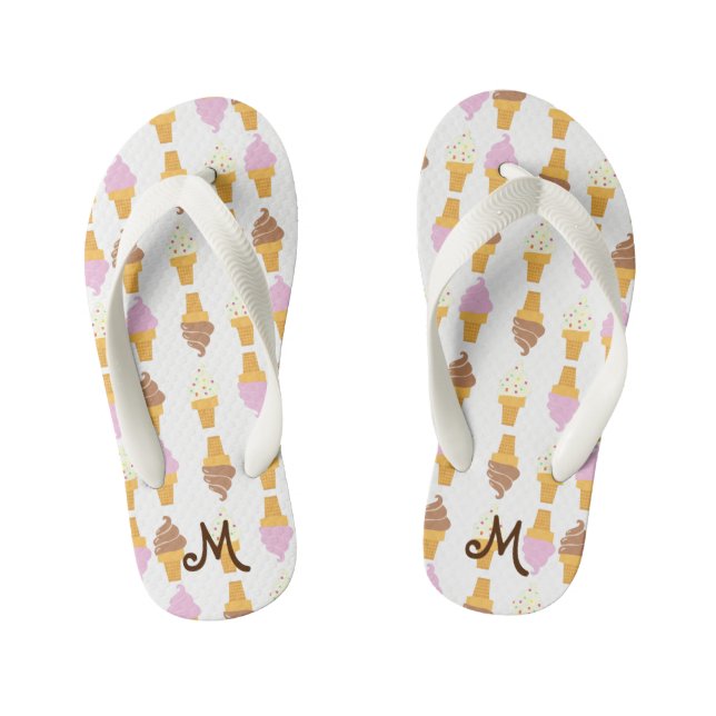 Chanclas Para Niños Niños Helados Cones Monogramados Flip Flops (Plantilla)