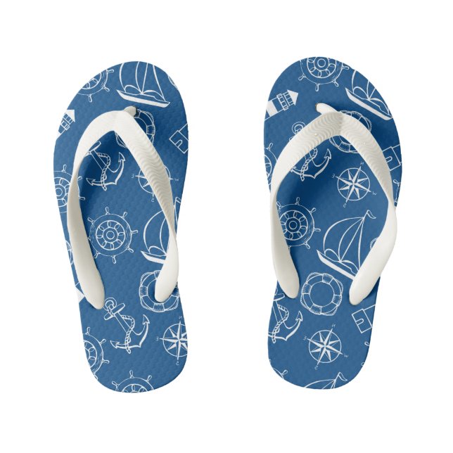 Chanclas Para Niños Niños Impresión Náutica Flip Flops (Plantilla)