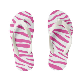 Chanclas Para Niños Niños Pink Zebra Stripe Flip Flops