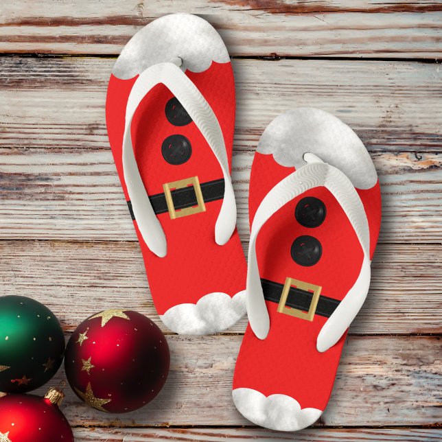 Chanclas Para Niños Niños Red Elf Santas Helper Festive Flip Flops (Simple Santa flips flops for Christmas in July or the one in December)