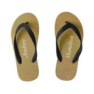 Chanclas Para Niños Niños Textured Gold Flip Flops con tu nombre