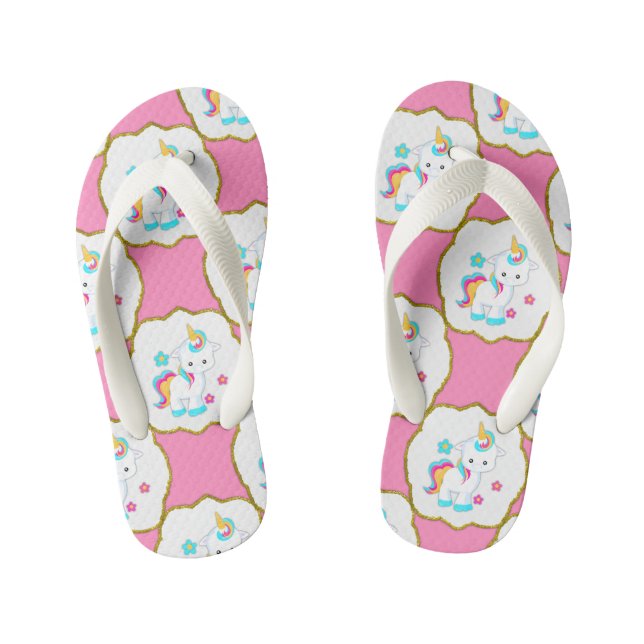 Chanclas Para Niños Niños Unicornios en rosa (Plantilla)