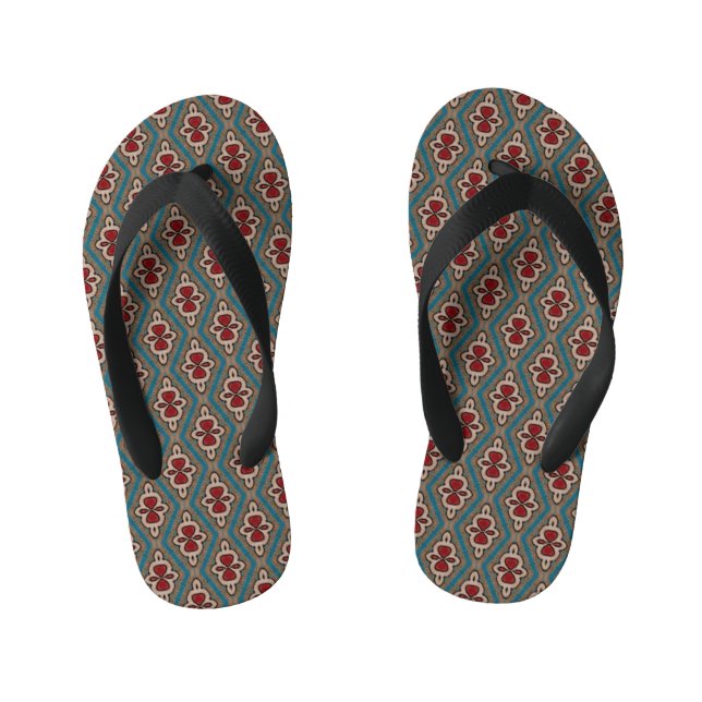 Chanclas Para Niños Nombre de la elegancia de mosaico del cobre cian r (Plantilla)