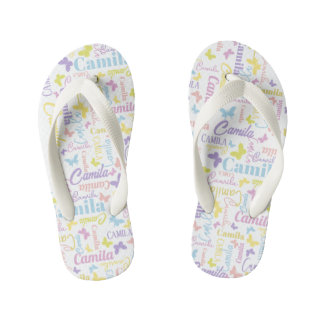 Chanclas Para Niños Nombre personalizado de las mariposas arcoiris sil