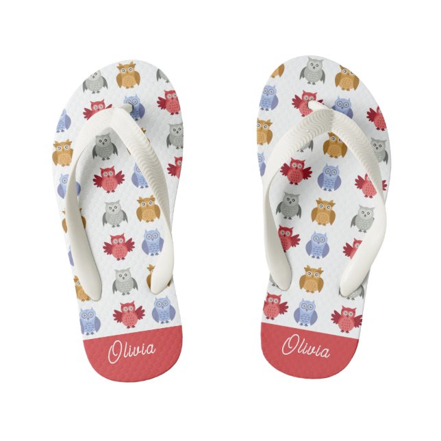 Chanclas Para Niños Nombre personalizado de Owl Beach (Plantilla)