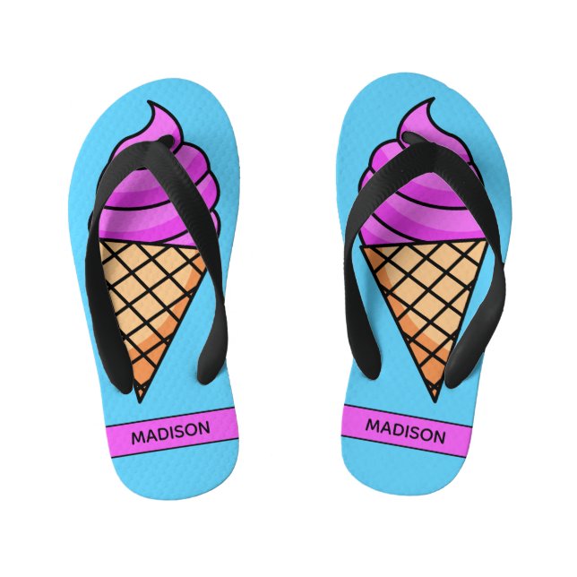 Chanclas Para Niños Nombre personalizado Ice Cream flip flops (Plantilla)