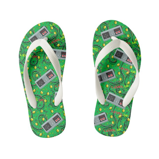 Chanclas Para Niños Nostalgia de videojuegos verdes (Plantilla)
