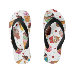 Chanclas Para Niños Novedad de crema de hielo Impresión de flancos