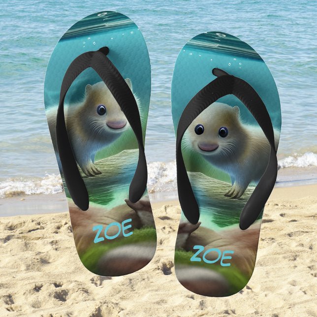 Chanclas Para Niños Nube de nutria en estanque - personalizable (Subido por el creador)
