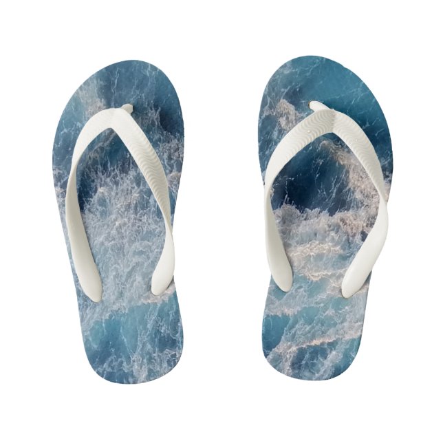 Chanclas Para Niños Olas azules del océano (Plantilla)