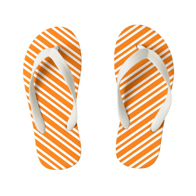 Chanclas Para Niños Orange White Stripes Pattern (Plantilla)