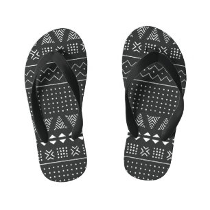Chanclas Para Niños Origen étnico tribal: patrón blanco negro.