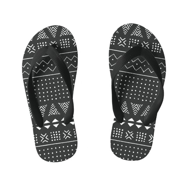 Chanclas Para Niños Origen étnico tribal: patrón blanco negro. (Plantilla)