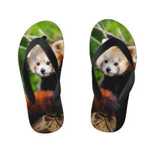 Chanclas Para Niños Oso de panda roja lindo