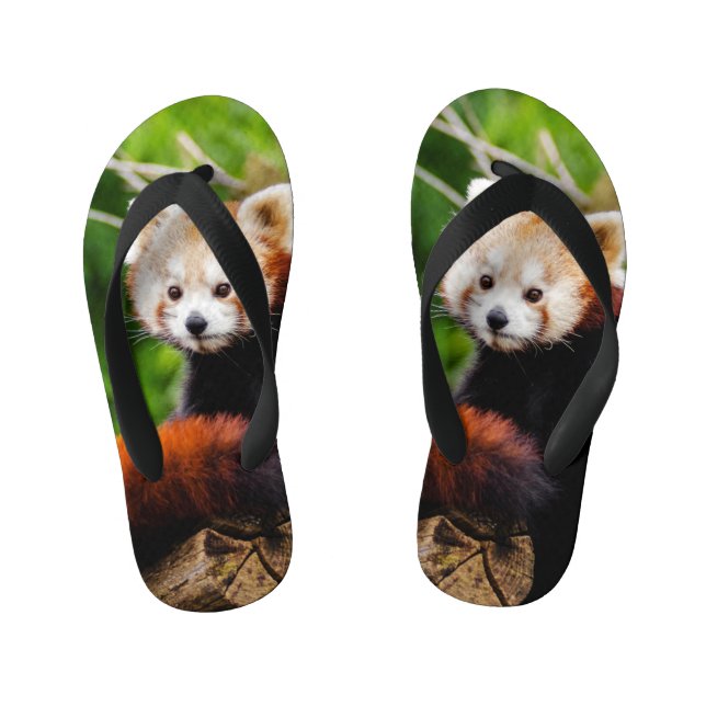 Chanclas Para Niños Oso de panda roja lindo (Plantilla)