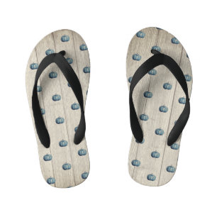 Chanclas Para Niños Otoño Caída Calabaza Azul Rústica Mera Gris Rústic