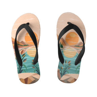 Chanclas Para Niños Paisaje de puesta de sol en lago de montaña pacífi