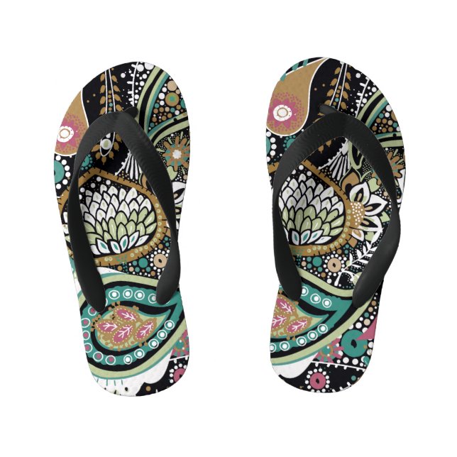 Chanclas Para Niños Paisley asiático: diseño moderno y sin fisuras. (Plantilla)