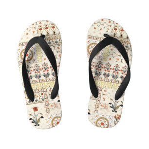 Chanclas Para Niños Paisley floral mogol: Elegancia digital étnica.