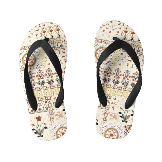 Chanclas Para Niños Paisley floral mogol: Elegancia digital étnica. (Plantilla)