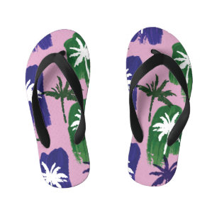 Chanclas Para Niños Palm pintada, verde azul marino.