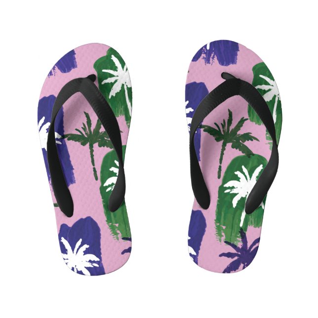 Chanclas Para Niños Palm pintada, verde azul marino. (Plantilla)