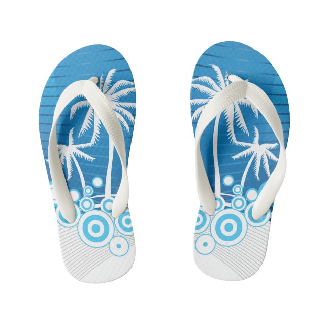 Chanclas Para Niños Palmeras azules y blancas - Flip Flops para niños (Plantilla)