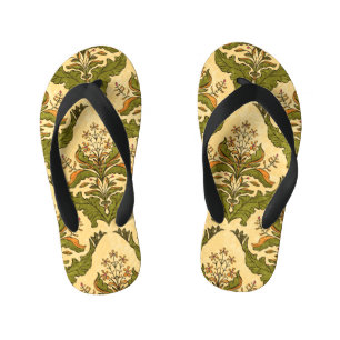 Chanclas Para Niños Papel de pared de flores clásico: damasco estiliza