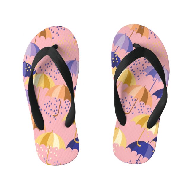 Chanclas Para Niños Paraguas, gotas, motivos inmaculados. (Plantilla)