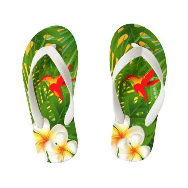 Chanclas Para Niños Paraíso tropical con colibrí (Plantilla)