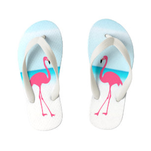 Chanclas Para Niños Pareja de lindos flamencos rosados en la playa