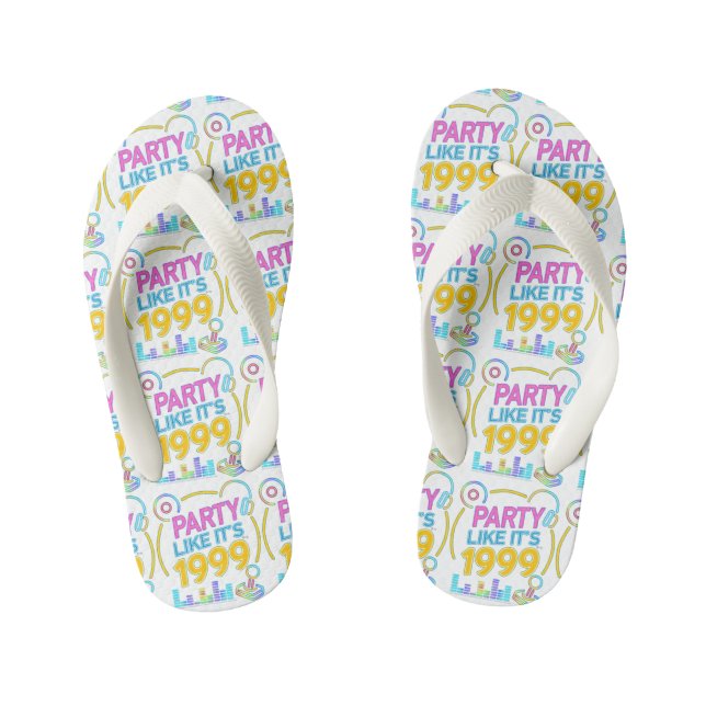 Chanclas Para Niños Party Like It’s 1999®™ – Neon Soundtrack  (Plantilla)