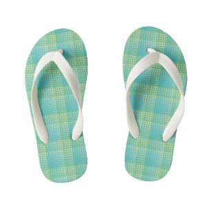 Chanclas Para Niños Patrón abstracto de cuadros azules y verdes