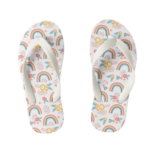 Chanclas Para Niños Patrón arcoiris floral colorido (Plantilla)