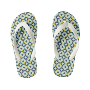 Chanclas Para Niños Patrón azul y oro geométrico