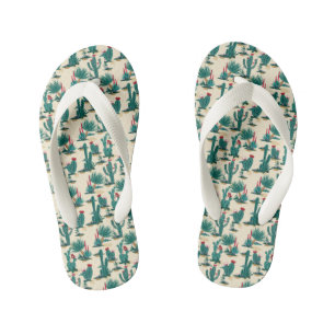 Chanclas Para Niños Patrón Cactus Verde y Rojo