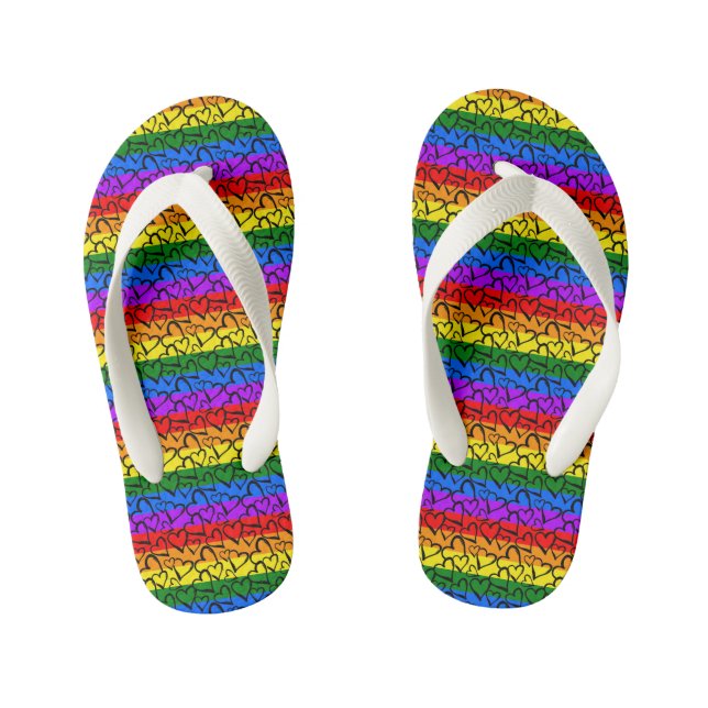 Chanclas Para Niños Patrón cardíaco arco iris (Plantilla)