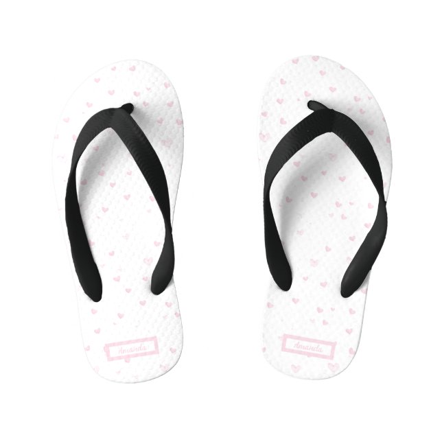 Chanclas Para Niños Patrón cardíaco rosado de color de agua romántico (Plantilla)