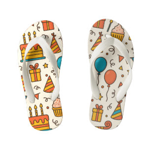 Chanclas Para Niños Patrón continuo de fiesta de cumpleaños vibrante