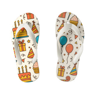 Chanclas Para Niños Patrón continuo de fiesta de cumpleaños vibrante