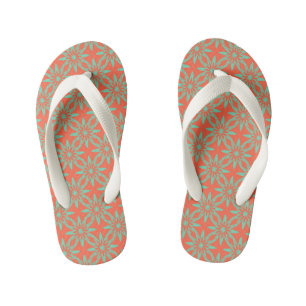 Chanclas Para Niños Patrón continuo de flores aquamarinas de coral