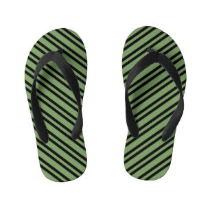 Chanclas Para Niños Patrón continuo de rayas negras y verdes
