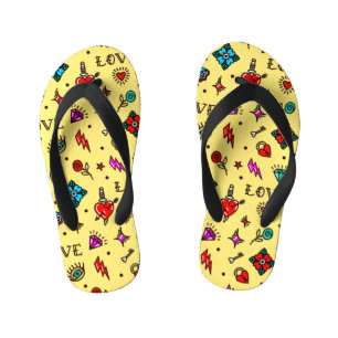 Chanclas Para Niños Patrón de amor del tatuaje de la vieja escuela