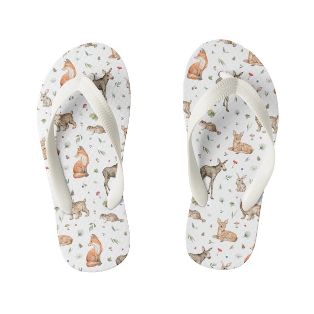 Chanclas Para Niños Patrón de animales de bosque (Plantilla)
