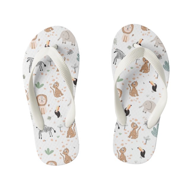 Chanclas Para Niños Patrón de animales de selva tropical de selva fina (Plantilla)